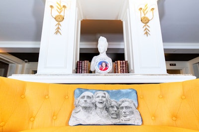 Decor details included a throw pillow with Meyer's face on Mount Rushmore.