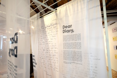 “For the drapes, we used the handwriting from the original diary as a backdrop, and printed the story over it in type, for legibility,” said Lichtenstein. “Walking through the drapes gives one a sense of entering the mind and private thoughts of the diarist.”