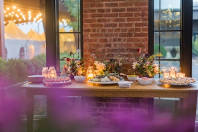 Food stations break up the space and create flow throughout the event