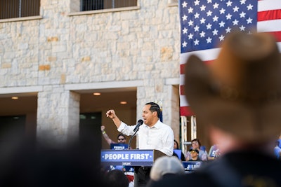Presidential candidate Julian Castro addresses crowd during rally in his hometown of San Antonio, TX