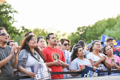 Attendees during presidential candidate Julian Castro's speech during San Antonio, TX rally
