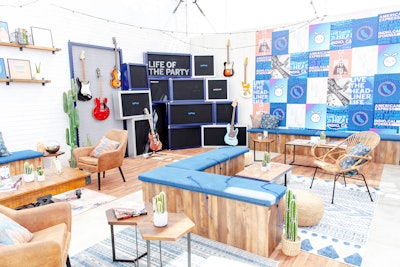 American Express's on-site Card Member Lounge also took on a southwestern feel, with cacti, patterned rugs, and electric guitars.