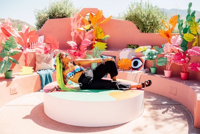 Offsite, Instagram's party on April 13 in Palm Springs was inspired by the colorful, desert-inspired art of artist D'ana Nunez of COVL. Experiential agency Manifold used her art to inspire a colorful neon palm garden.