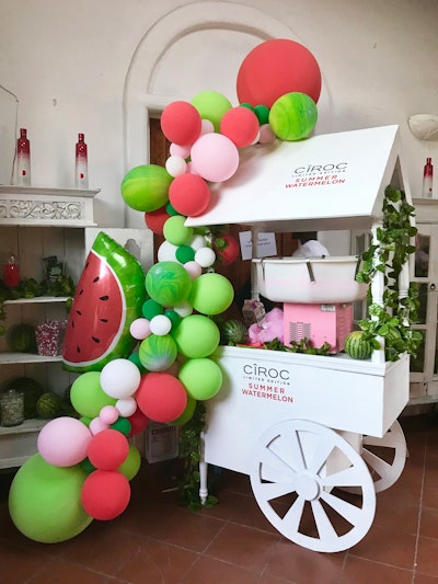 CÎROC's party on April 12 celebrated its new Summer Watermelon flavor with a series of cascading balloons in greens and pinks inspired by the fruit. W2 Creative handled design and production.