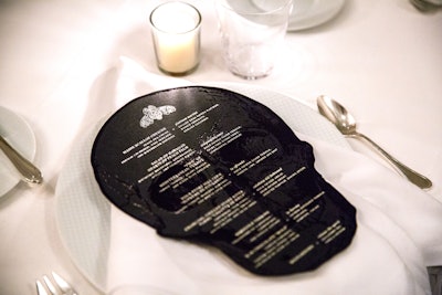 In November, for Dia de los Muertos, Patrón Tequila and chef Thomas Keller hosted a dinner at Per Se in New York. Guests dined on a special tequila-paired menu, which was engraved in silver on a Dia de los Muertos skull-shaped card created by TPD Design House.