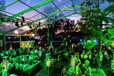 The first night had a St. Patrick's Day theme, with green lighting illuminating the massive tent in the Salt Creek Beach parking lot.