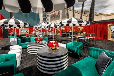The reception, which immediately followed the Walk of Fame induction ceremony, had an upscale carnival theme inspired in part by the movie The Greatest Showman.