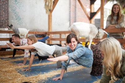 One of the first C2 Village experiences guests encountered was goat yoga, which was held at the Community Garden by Facebook. Along with yoga sessions, guests could also use the space to relax and pet (or take selfies with) goats.