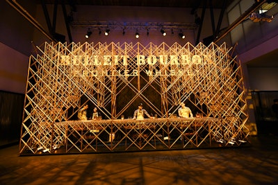 The Bulleit 3D Printed Frontier Lounge featured a custom 3-D printed bar, made from about 3,000 3-D-printed components. Its design was inspired by the label on the bourbon bottle.