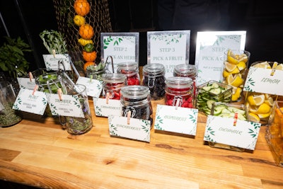 Planners introduced more interactive elements this year, including a 'Smash Bar' where guests could pick their own herbs and muddle their own fruits to create customized cocktails.
