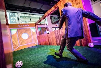 The experiential part of the presentation was designed to immerse guests in the network’s variety of content offerings. One activation invited attendees to test out their soccer skills.