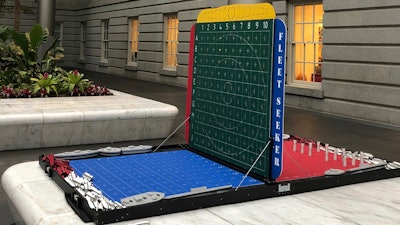 Life-Size Giant Battleship adds some wow factor to an event at the Kogod Courtyard in the Smithsonian National Portrait Gallery.