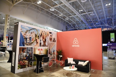 Airbnb's booth aimed to walk attendees through the home-sharing brand's Experiences platform, which offers guests the chance to engage in their host's hobbies, skills, or expertise. Airbnb partnered with MacFadden & Thorpe to design the booth.