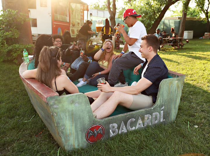 Attendees could relax and mingle in a branded boat.