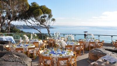 Birch Aquarium’s outdoor Tide Pool Plaza can be set up for seated dining, cocktail hours, receptions, and more.