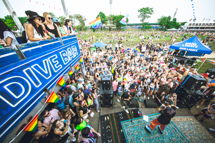 Bud Light brought its traveling music festival staple to Governors Ball for the first time. On the second day, the beer brand celebrated its long-standing partnership with Glaad and the beginning of Pride month by decking out the dive bar activation in gay and transgender pride flags. Emerging L.G.B.T.Q. artists performed on the branded stage. Engine Shop produced the activation.