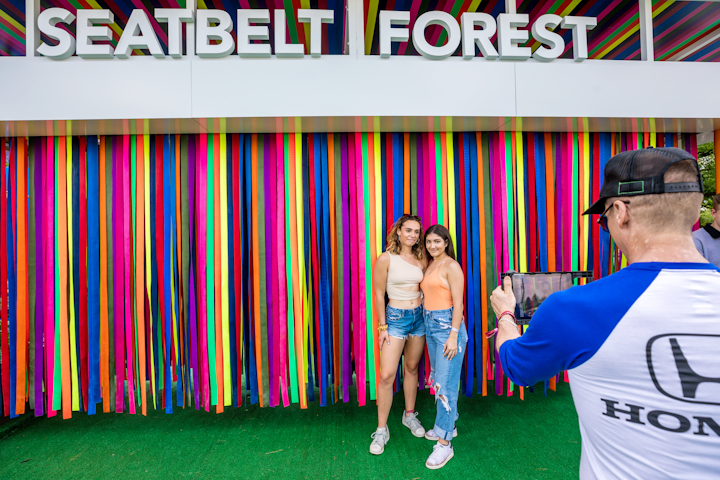 Along with a main stage at the festival, Honda’s partnership with Governors Ball included a colorful installation created with 600 hanging seat belts. Guests were invited to roam the 5- by 20-foot installation and pose for shareable GIFs and photos. At night, the seat belts were illuminated with LED lighting. George P. Johnson produced the activation.