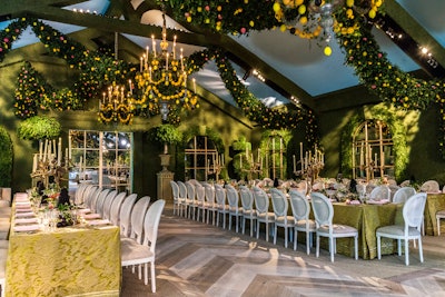 “We created a living ‘topiary’ version of the Hall of Mirrors at Versailles, a step into a folly of another century, in one of the most spectacular garden settings on the East End for an event on Long Island last summer.” Pictured: Private event in Long Island