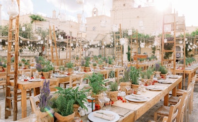 “Puglia is a region in Southern Italy [that] has this epic, ancient aura that provides the most stunning backdrop for a wedding. We designed tablescapes with the agrarian bounty Puglia provides—from wild vegetables and herbs to olive branches. It was an amazing event under the Italian sun that was a sensory and visual delight.”