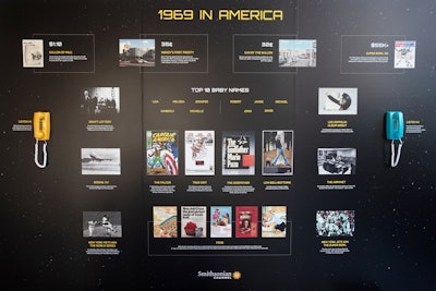 The final vignette was a branded gallery wall that offered images of and facts about pop culture, politics, sports, and life in 1969. Rotary phones played audio of Neil Armstrong talking to Mission Control and Richard Nixon calling astronauts from the White House.
