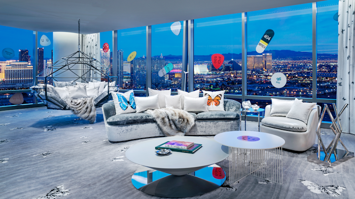 The Damien Hirst-designed Empathy Suite at the Palms Casino Resort is reportedly the world’s most expensive hotel room, with a $100,000 price tag for one night.