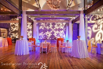 Front and Palmer gobos on walls at theknot.com wedding event