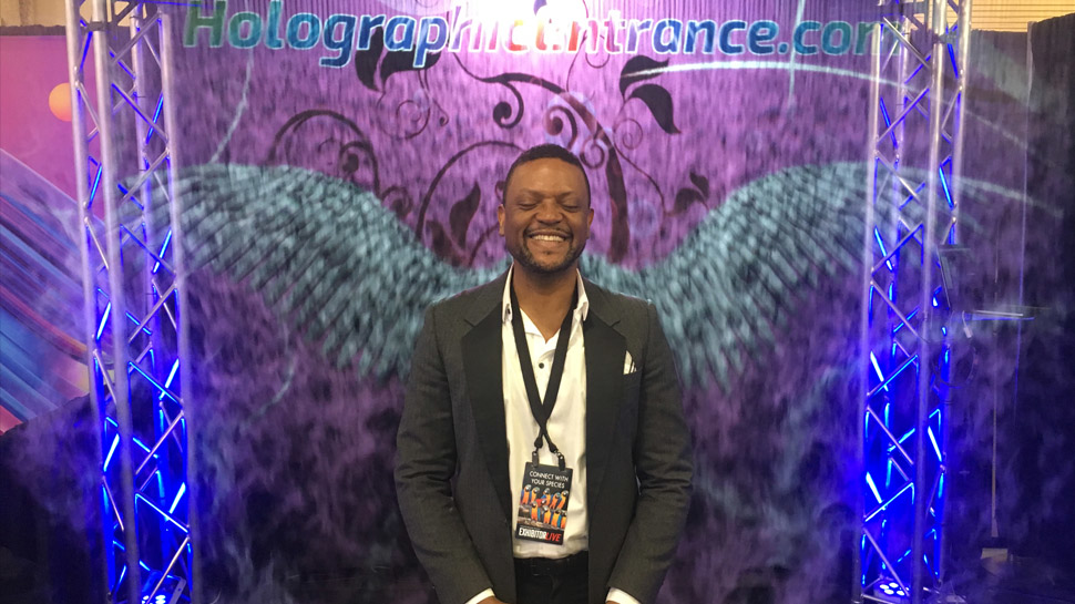 Wings photo op at a trade show.