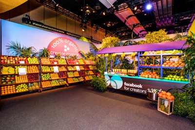 The lounge also had a fruit stand, playing on the idea that Facebook content is “100 percent organic.”