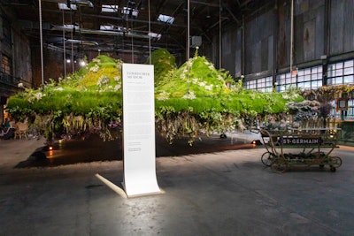 At the entrance, a sign described the inspiration for the meadow and how it came together. The front of the venue also offered cocktails from a branded bar cart.