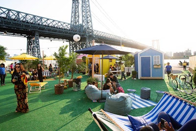 The outdoor space offered a variety of lawn seating such as hammocks and beanbags.