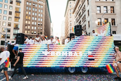 This year’s march had 677 contingents, which included a number of brands that had eye-catching floats, including sock and apparel brand Bombas. The brand’s debut float at the march featured a rainbow mosaic created with 4,500 actual socks. The float highlighted the brand’s partnership with the Ally Coalition and their commitment to donating socks to L.G.B.T.Q. homeless youth.