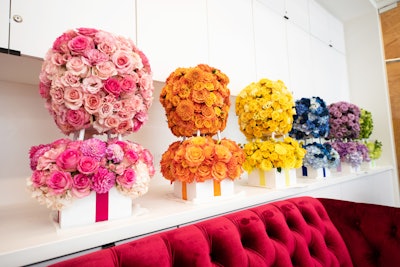 Colorful floral arrangements were placed throughout the party.