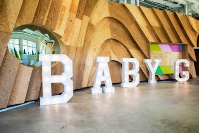 The party took place in the newly opened Cayton Children's Museum in Santa Monica. Marquee letters spelling 'Baby G' welcomed guests.