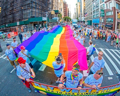 Representatives from Key West unveiled a 100-foot-long rainbow flag at the march, which was part of the historic, 1.25-mile “Sea-to-Sea” Pride flag, which was made by the late rainbow flag creator Gilbert Baker in 2003.