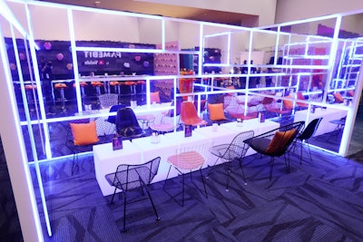 Meeting rooms within the FameBit lounge were themed around top trends on YouTube from the past decade.