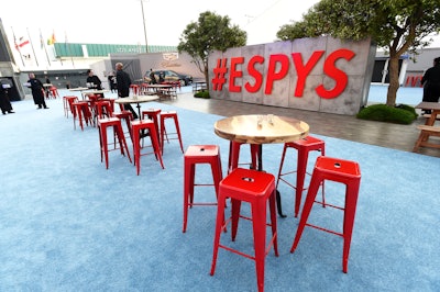 Outside of the main tent, guests were welcomed with a massive sign displaying the #ESPYS hashtag.