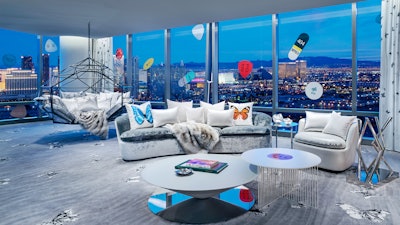 The Damien Hirst-designed Empathy Suite at the Palms Casino Resort is reportedly the world’s most expensive hotel room, with a $100,000 price tag for one night.