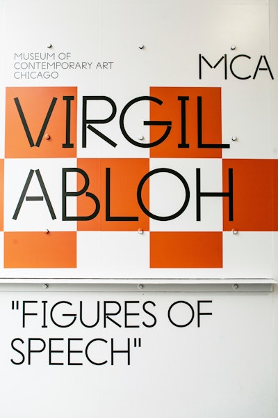 Organizers riffed on the orange and white grid design Abloh made for the exhibition in its invitations and marketing.