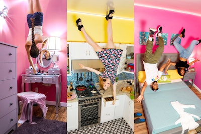 The Museum of Illusions in Hollywood has opened a new permanent exhibit called the Upside Down House. Seven rooms—including a bedroom, a kitchen, and a living room—offer colorful, interactive photo ops where guests appear to be hanging from the ceiling.