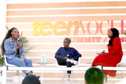 Serena Wiliams (left) was interviewed by activist Naomi Wadler and Teen Vogue editor in chief Lindsay Peoples Wagner at the Teen Vogue Summit in Los Angeles in December.