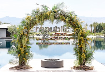 At Republic Records’ annual Coachella party in April, a step-and-repeat included the brand’s logo made from greenery, florals, and wood. See more: Coachella 2019: See Inside the Biggest Parties and Brand Activations