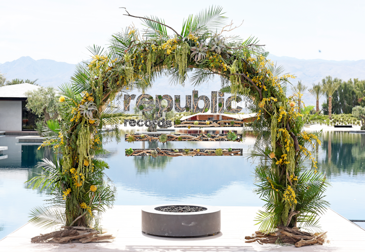 At Republic Records&rsquo; annual Coachella party in April, a step-and-repeat included the brand&rsquo;s logo made from greenery, florals, and wood. See more: Coachella 2019: See Inside the Biggest Parties and Brand Activations