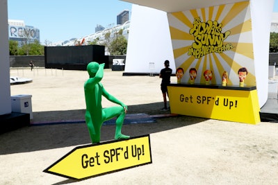 A helpful activation for It’s Always Sunny in Philadelphia provided sunscreen for guests.