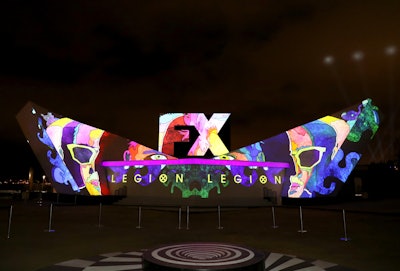A nightly projection from BartKresa Studio and FX Design featured colorful, changing graphics inspired by the network’s shows.