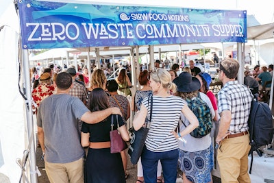 The Zero Waste Community Supper ticket was $65, with proceeds benefiting Slow Food USA. Dishes were made from food waste from the weekend that was repurposed and served in creative courses.