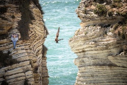 Nathan Jimerson of the U.S. dives from an 82-foot cliff in Raouche during the fifth stop in Beirut, Lebanon, on July 13.