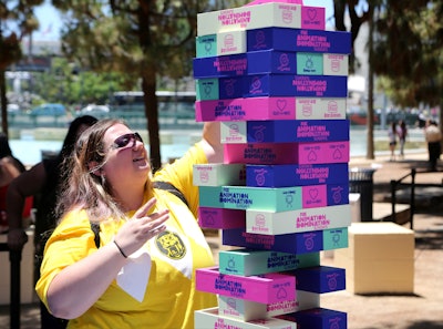 Guests could also play oversize versions of Jenga, Connect 4, and corn hole rendered in the campaign's graphics.