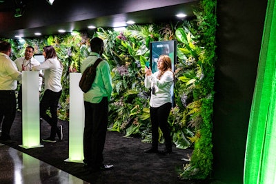 Guests could test out new Samsung products at installations including a selfie wall with a massive phone screen surrounded by lush greenery.