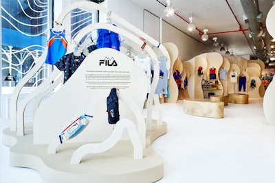 Fila’s Explore pop-up in New York took over a vacant space in SoHo. Products from the limited-edition collection are displayed in topographical vignettes.