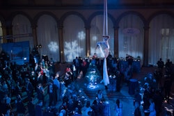 Corporate holiday party aerialist.